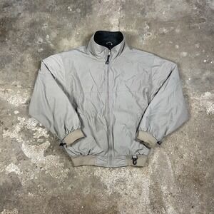 Vintage 90s White Sierra Bomber Jacket Size Large Beige Fleece Lined Full Zip